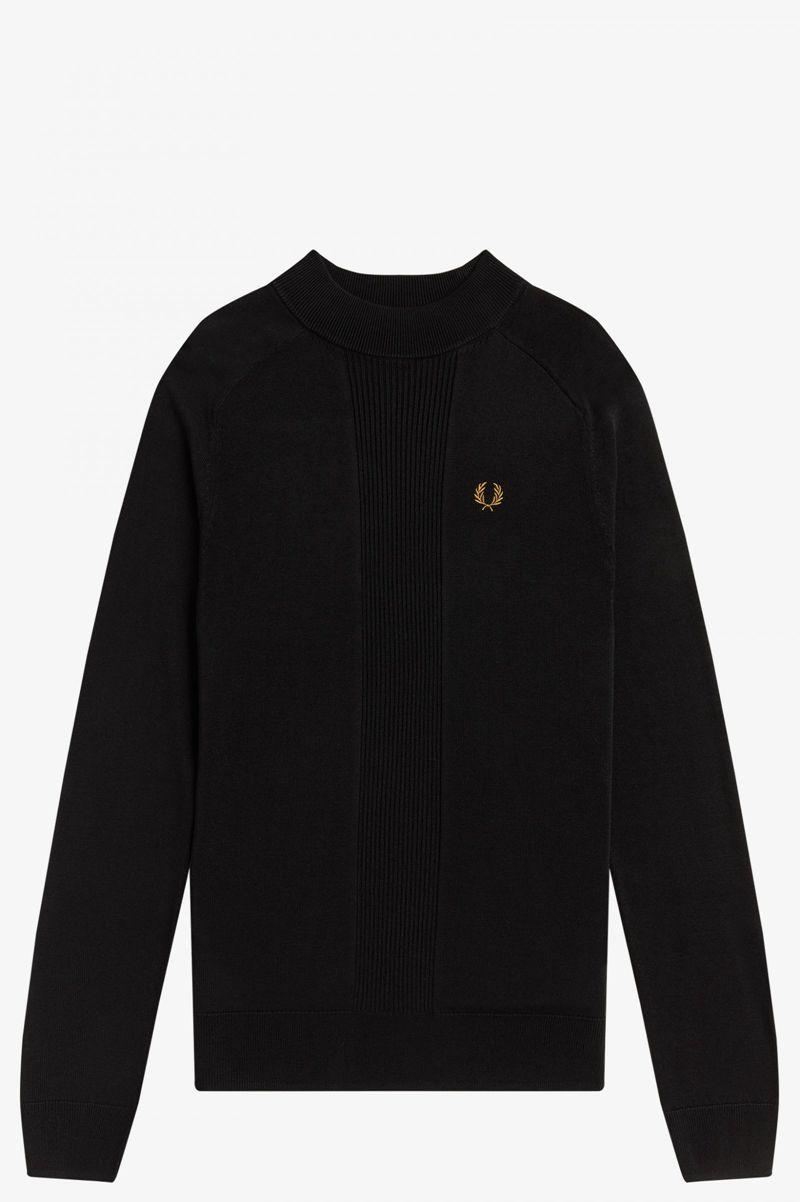 Black Fred Perry Rib Detail Jumper Women's Knitwear | PH 1924VRWD